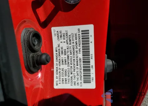 2018 Honda Civic Lx z USA, uszkodzony, nr VIN 2HGFC2F50JH519287